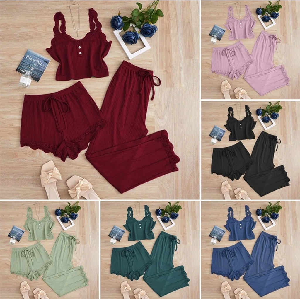 Ensemble Nuit 3 Pièces Femme — Loungewear Confort & Élégance