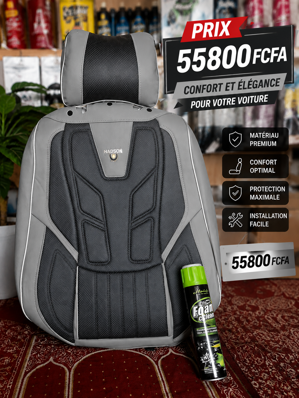 Coussin de Siège Voiture en Cuir – Confort & Style Premium
