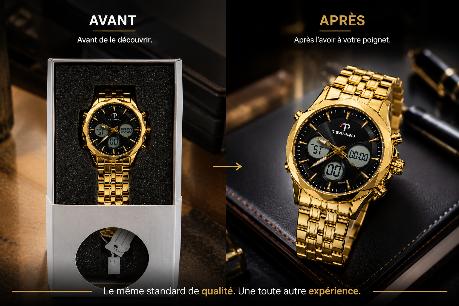 ⌚ Montre Homme Premium Gold Edition
