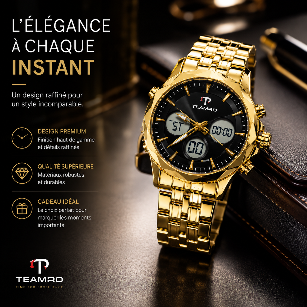 ⌚ Montre Homme Premium Gold Edition